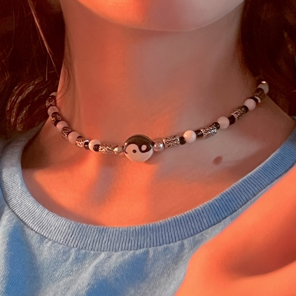 Handmade Yin and Yang Beaded Necklace Choker